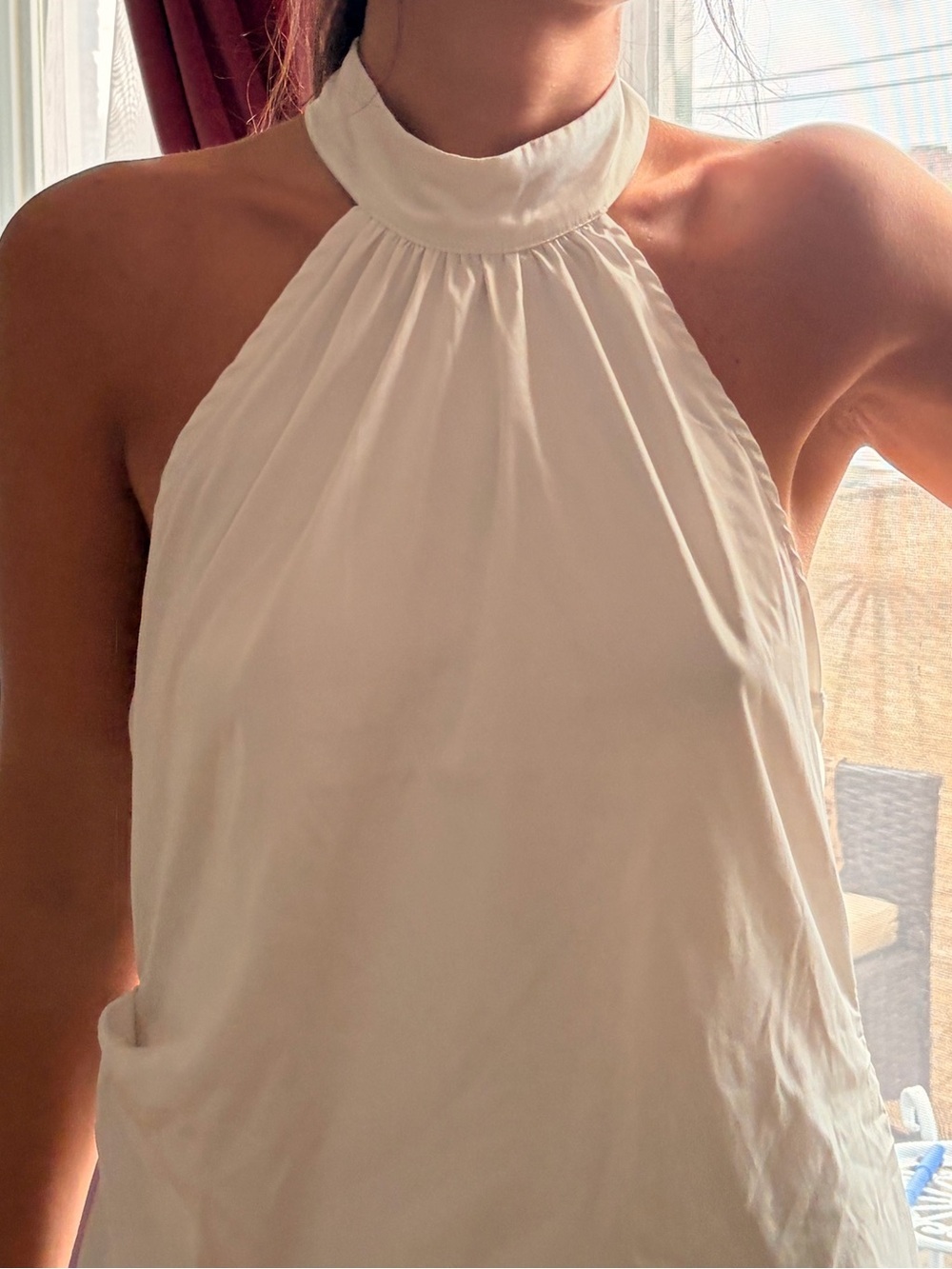 White Halter Neck Mini Dress